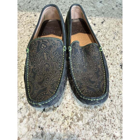 Robert Graham Men\'s Soprano Black Paisley-Print Suede Drivers shoes size 9 main image 9